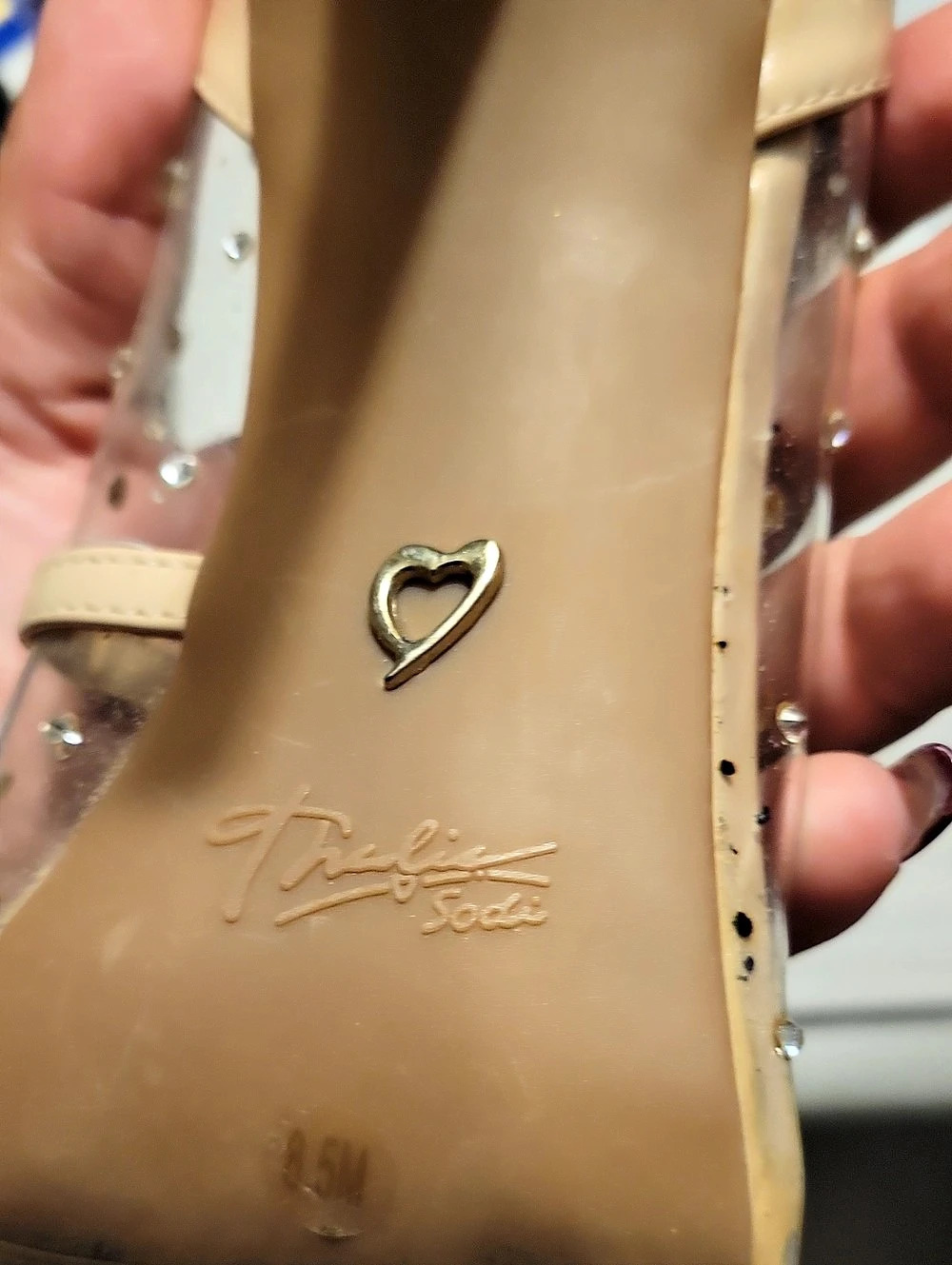 Fabulicious Rhinestone Pointed-Toe Heels in Cream - Picture 4 of 5